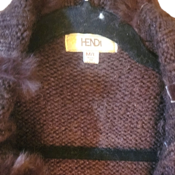 🔖Final Sale! Hendi Brown Asymmetrical Long Duster Sweater Vest with Fur Trim - Picture 11 of 16
